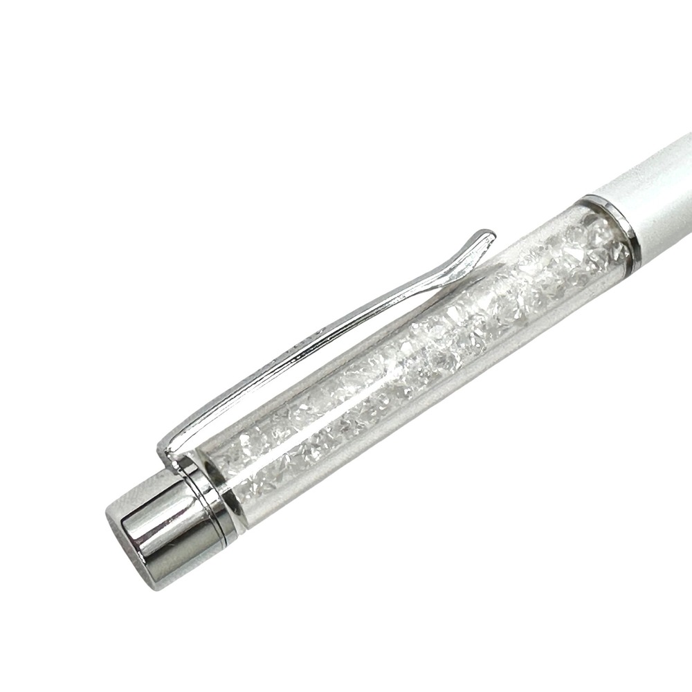 Swarovski Crystalline White Pen Silver Tone Accents Logo Refillable Gift Writes! - Picture 6 of 8